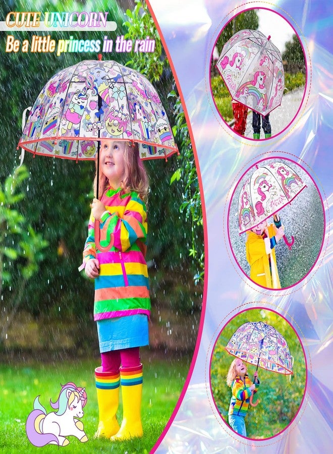 Fabbay 2 Pcs Kids Clear Bubble Umbrella Unicorn with Easy Grip Curved Handle Transparent Bubble Umbrella for Toddler Girls(Cute Unicorn) - Image 5